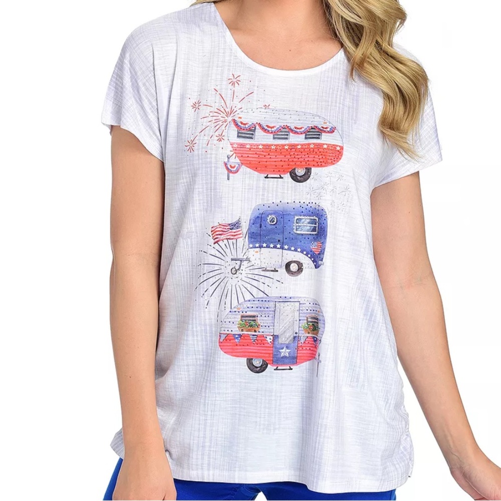 Women’s One World Patriotic Top